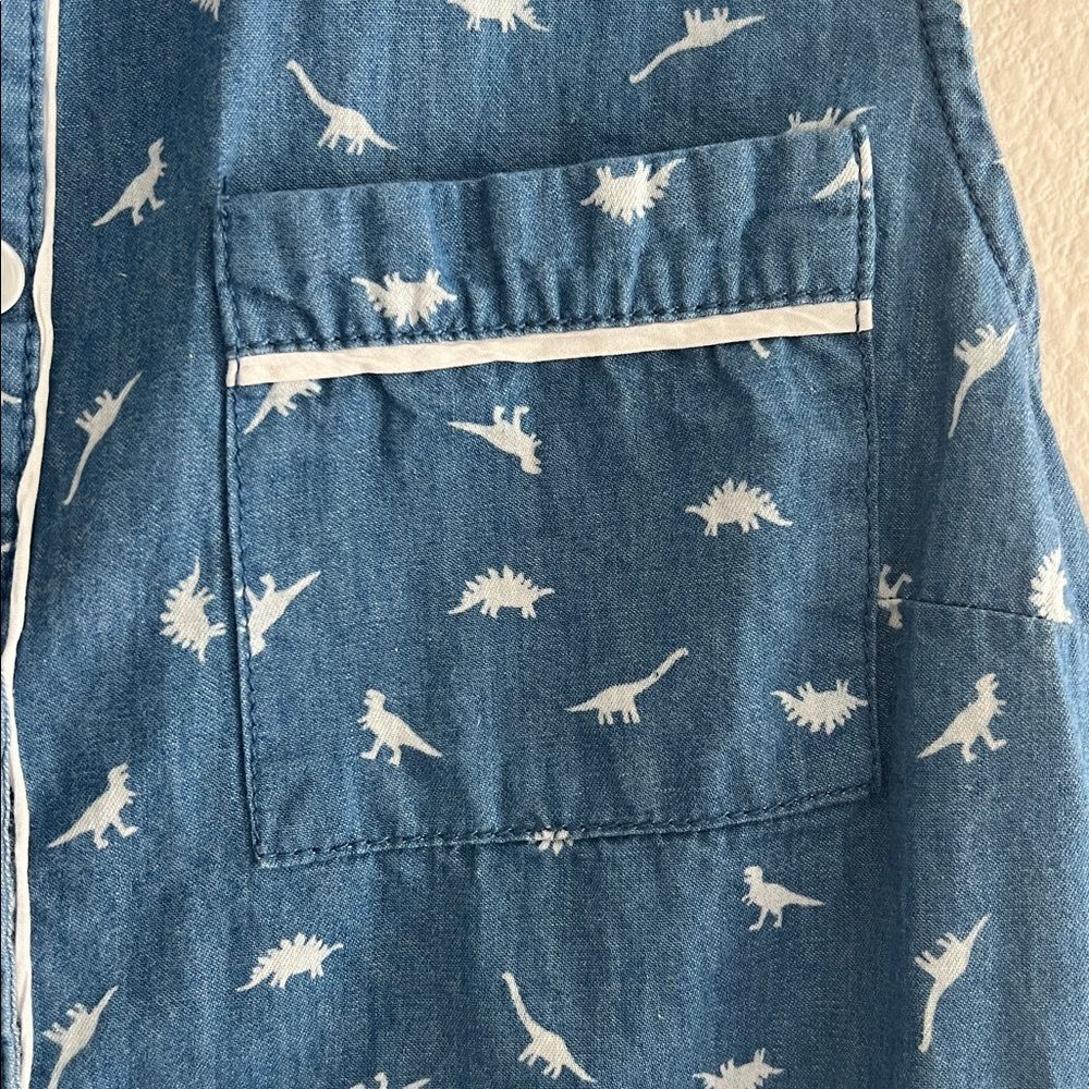 ModCloth Chambray Dino Button Down sleeveless top S - Picture 3 of 7